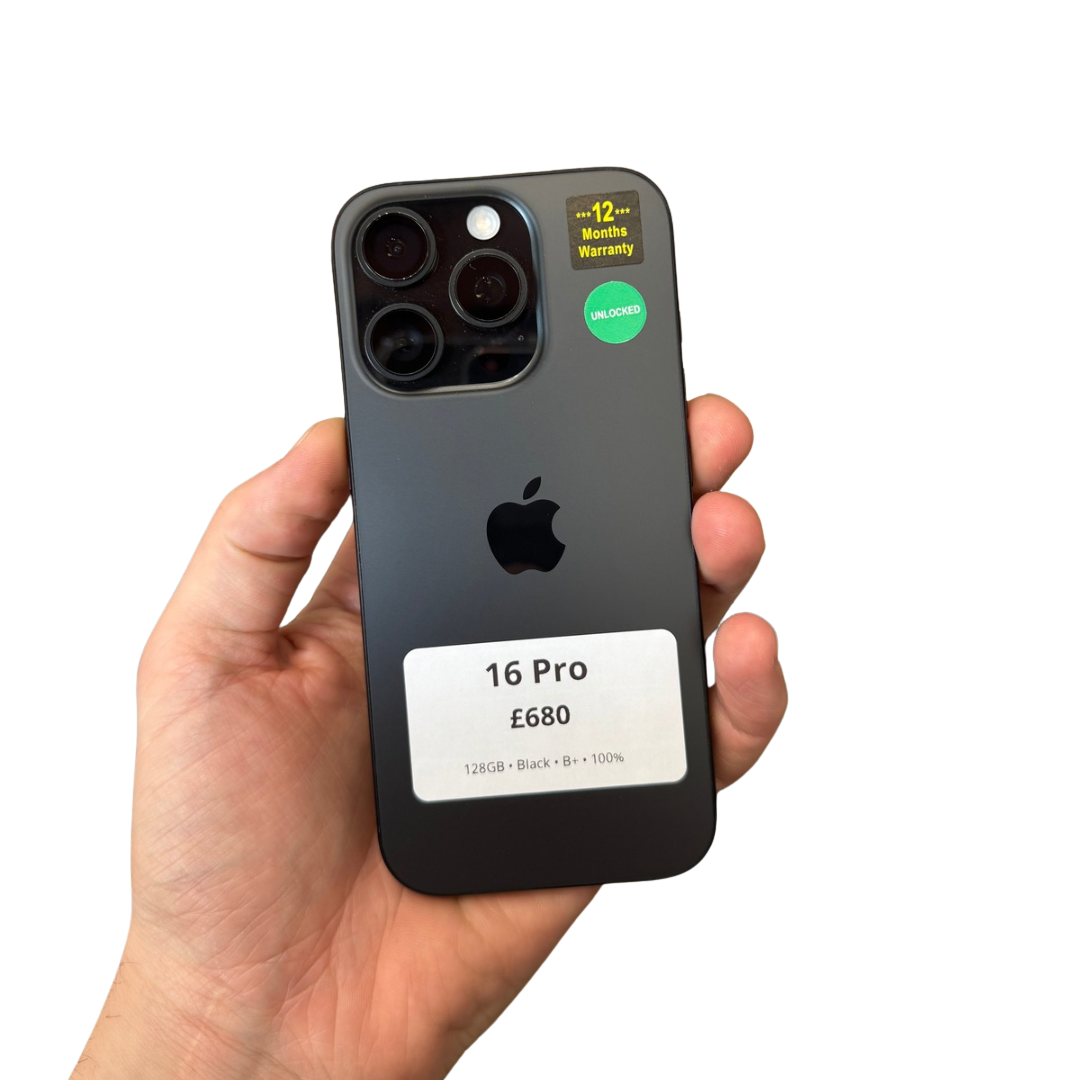 iPhone 16 Pro • 128GB • Black • B+ • 100%