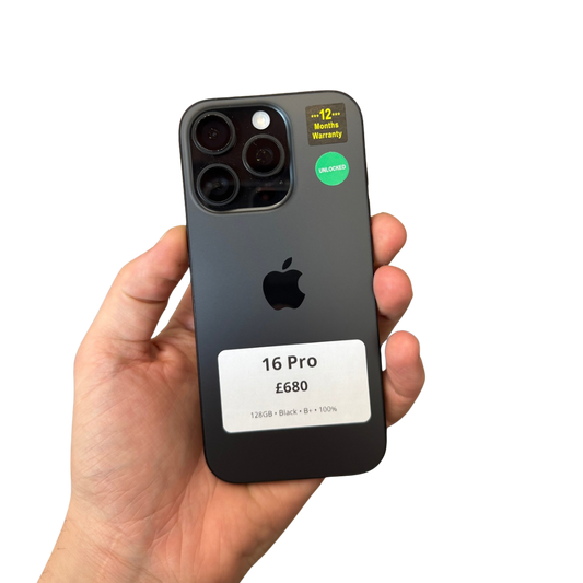 iPhone 16 Pro • 128GB • Black • B+ • 100%