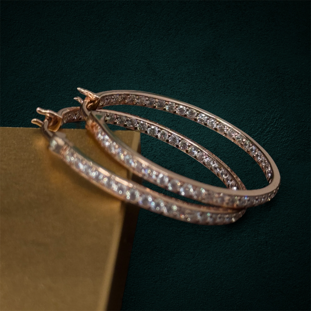 ICED Hoop Earrings in Rose Gold
