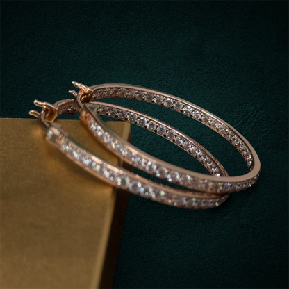 ICED Hoop Earrings in Rose Gold