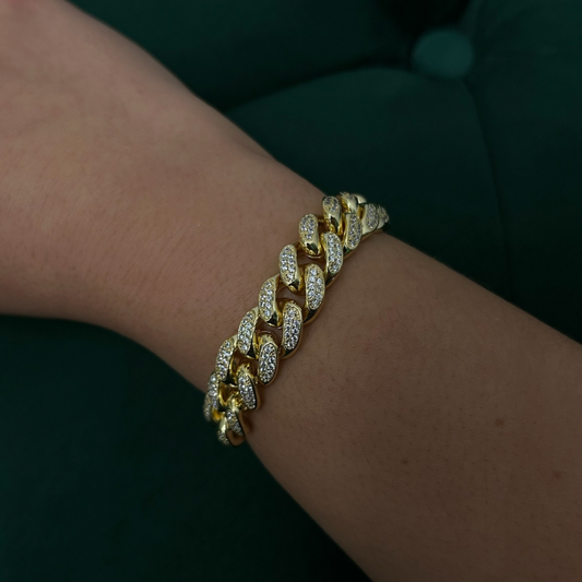 12mm ICED Cuban Bracelet in Gold
