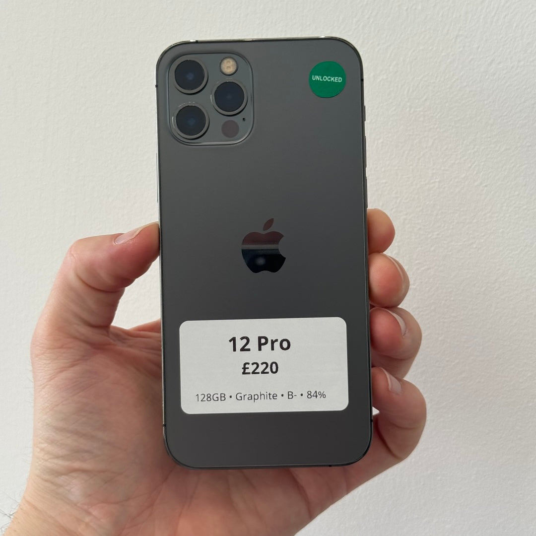 iPhone 12 Pro • 128GB • Graphite • B- • 84%