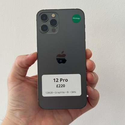 iPhone 12 Pro • 128GB • Graphite • B- • 84%
