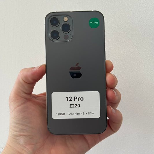 iPhone 12 Pro • 128GB • Graphite • B- • 84%