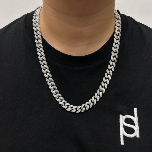 12mm ICED Cuban Chain in White Gold
