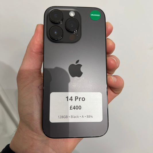 iPhone 14 Pro • 128GB • Black • A • 88%