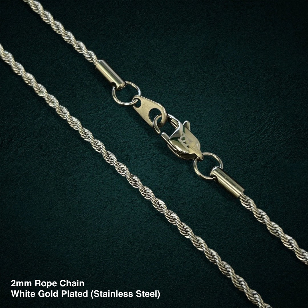 2mm Rope Chain in White Gold