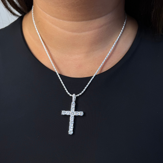 ICED Cross Pendant in 925 Sterling Silver