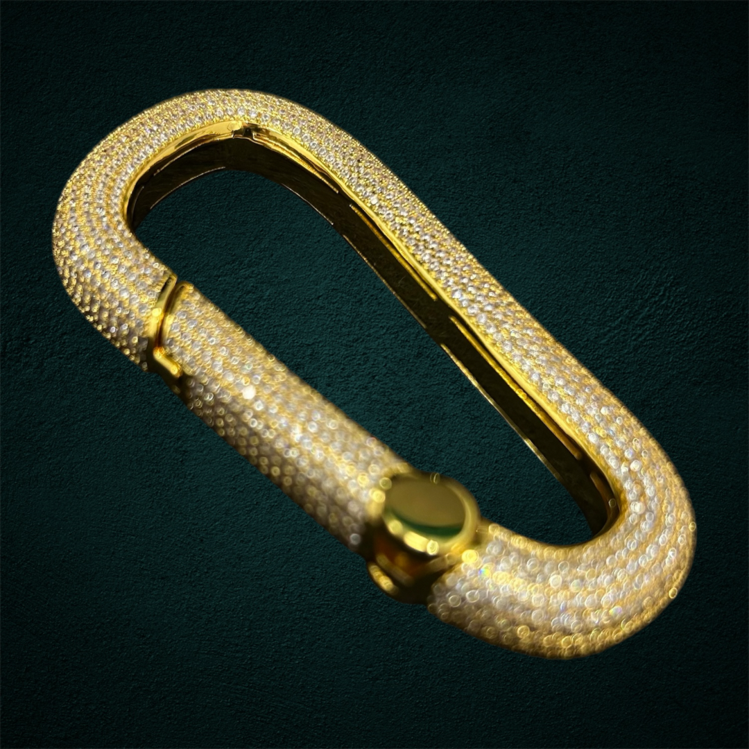 ICED Carabiner Keychain Holder in Gold