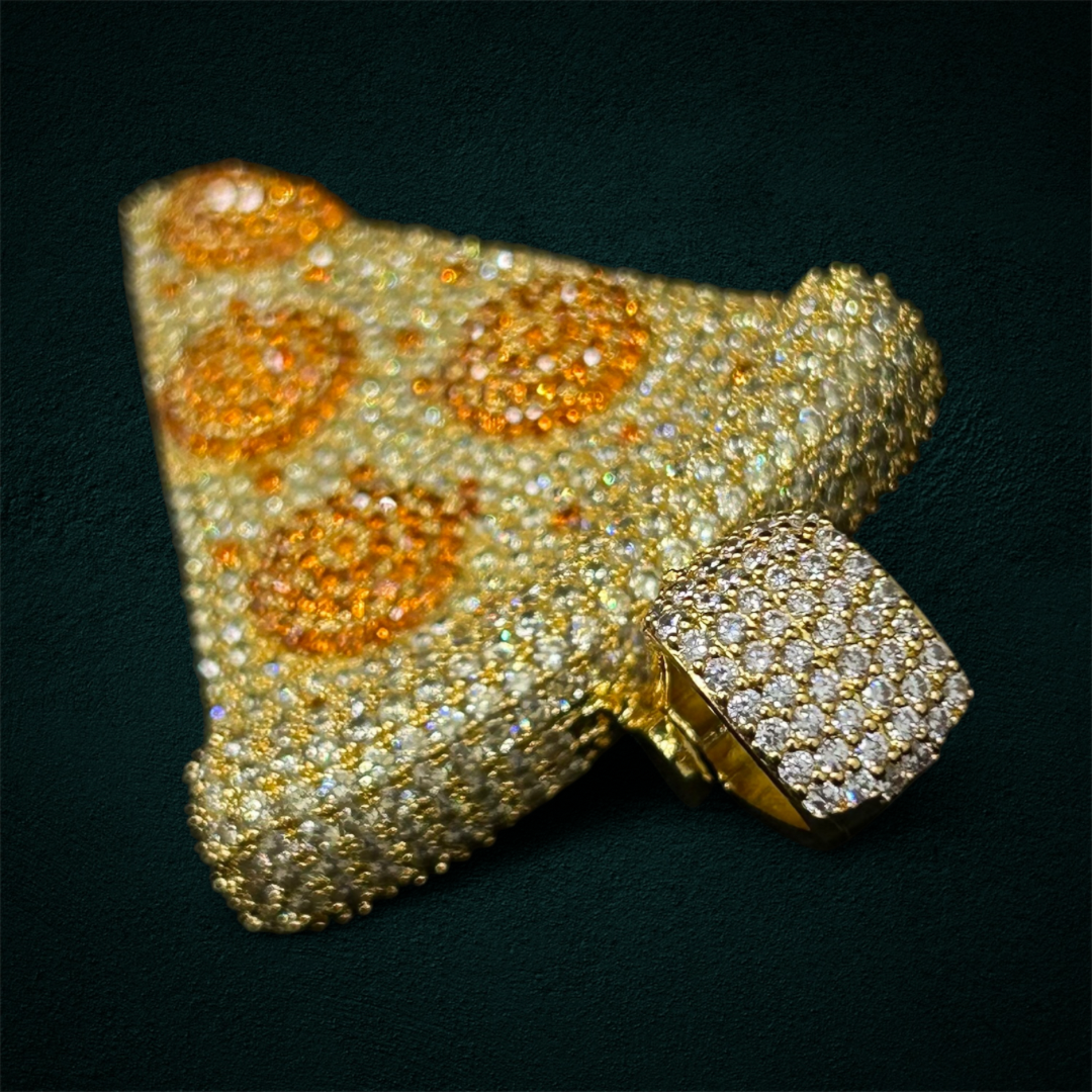 ICED Pizza Pendant in Gold