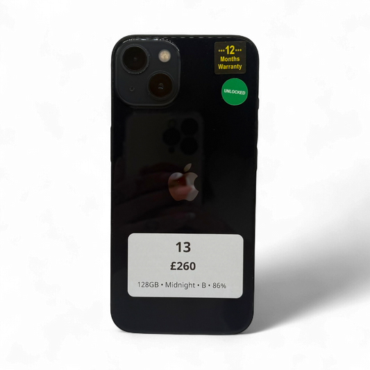 iPhone 13 • 128GB • Midnight • B • 86%