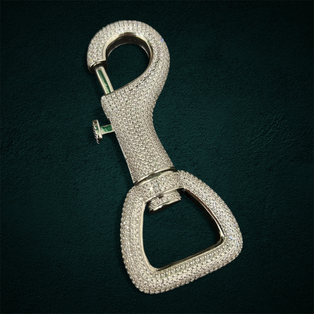 ICED Carabiner Keychain Holder in White Gold