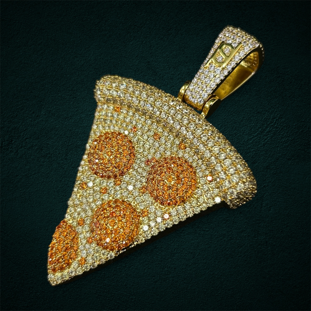 ICED Pizza Pendant in Gold