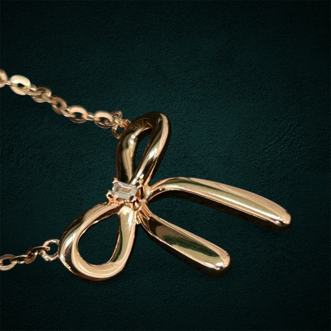 ICED Ribbon Pendant in Rose Gold