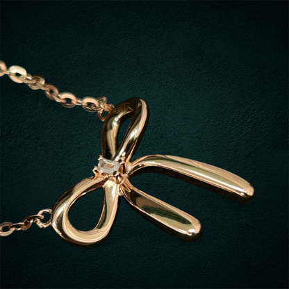 ICED Ribbon Pendant in Rose Gold
