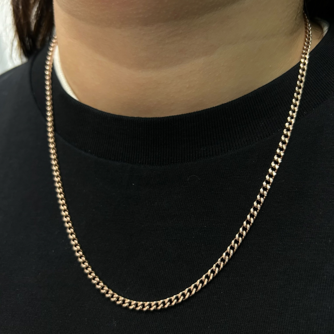 3mm Cuban Chain in Rose Gold