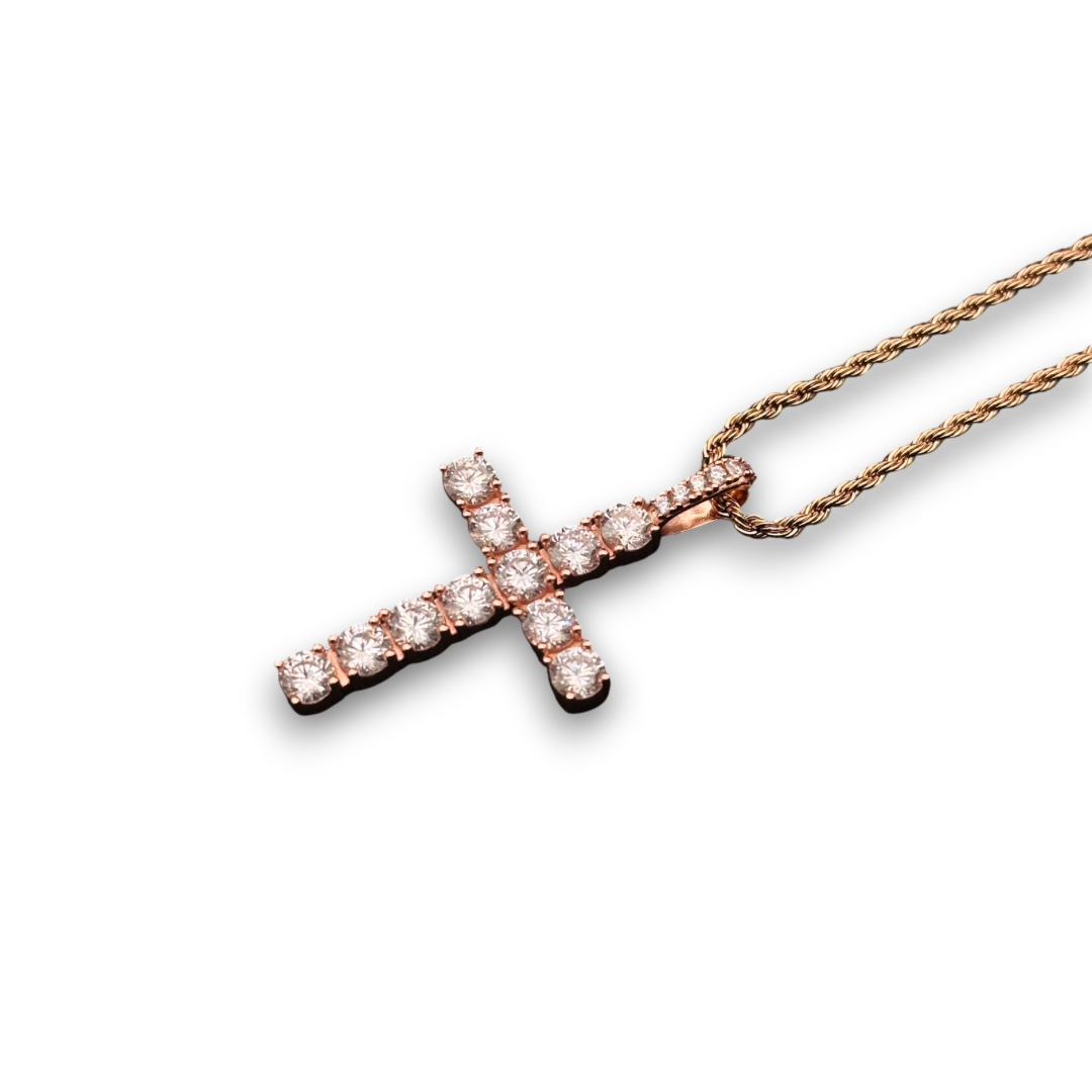 ICED Cross Pendant in Rose Gold