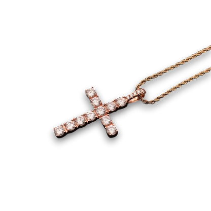 ICED Cross Pendant in Rose Gold