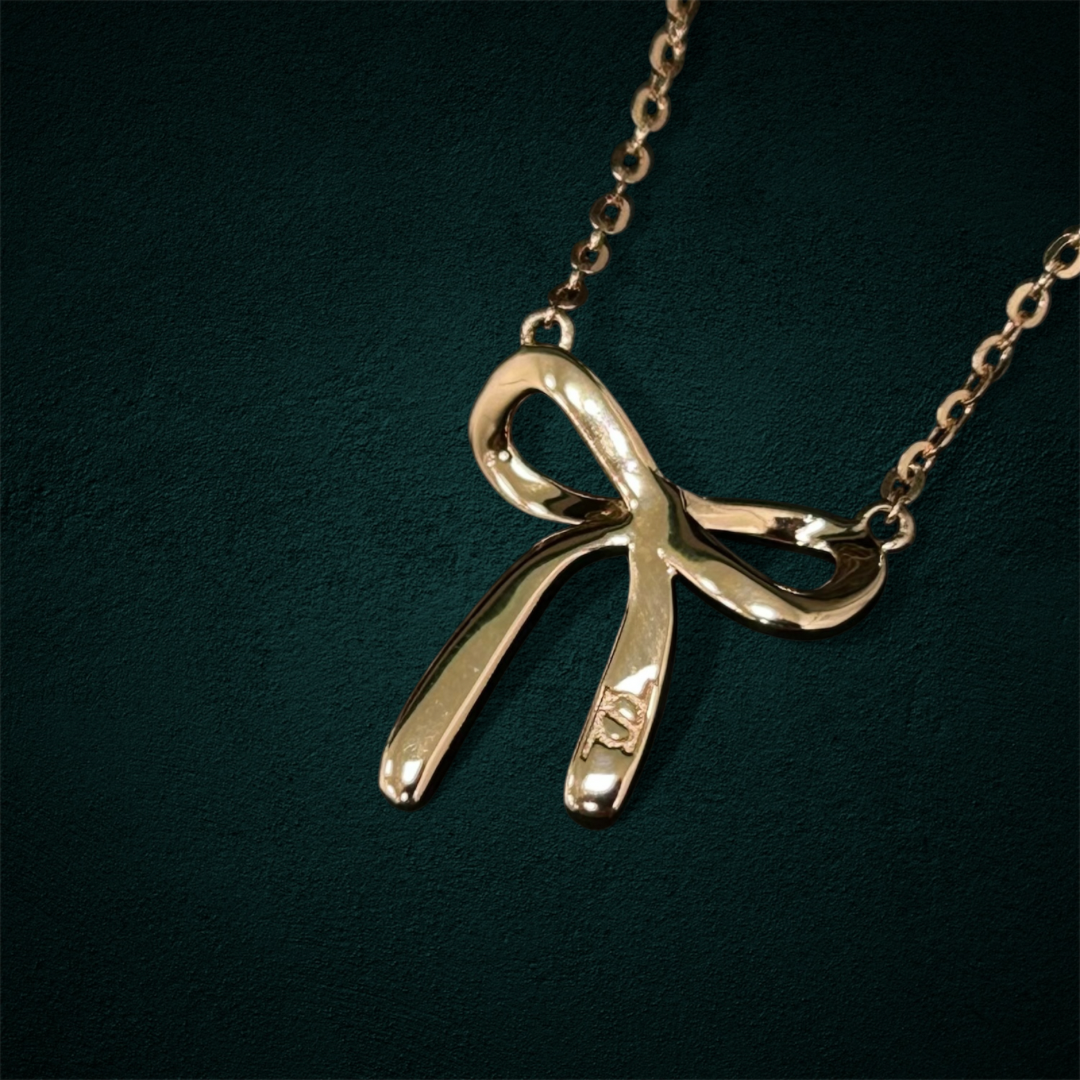 ICED Ribbon Pendant in Rose Gold
