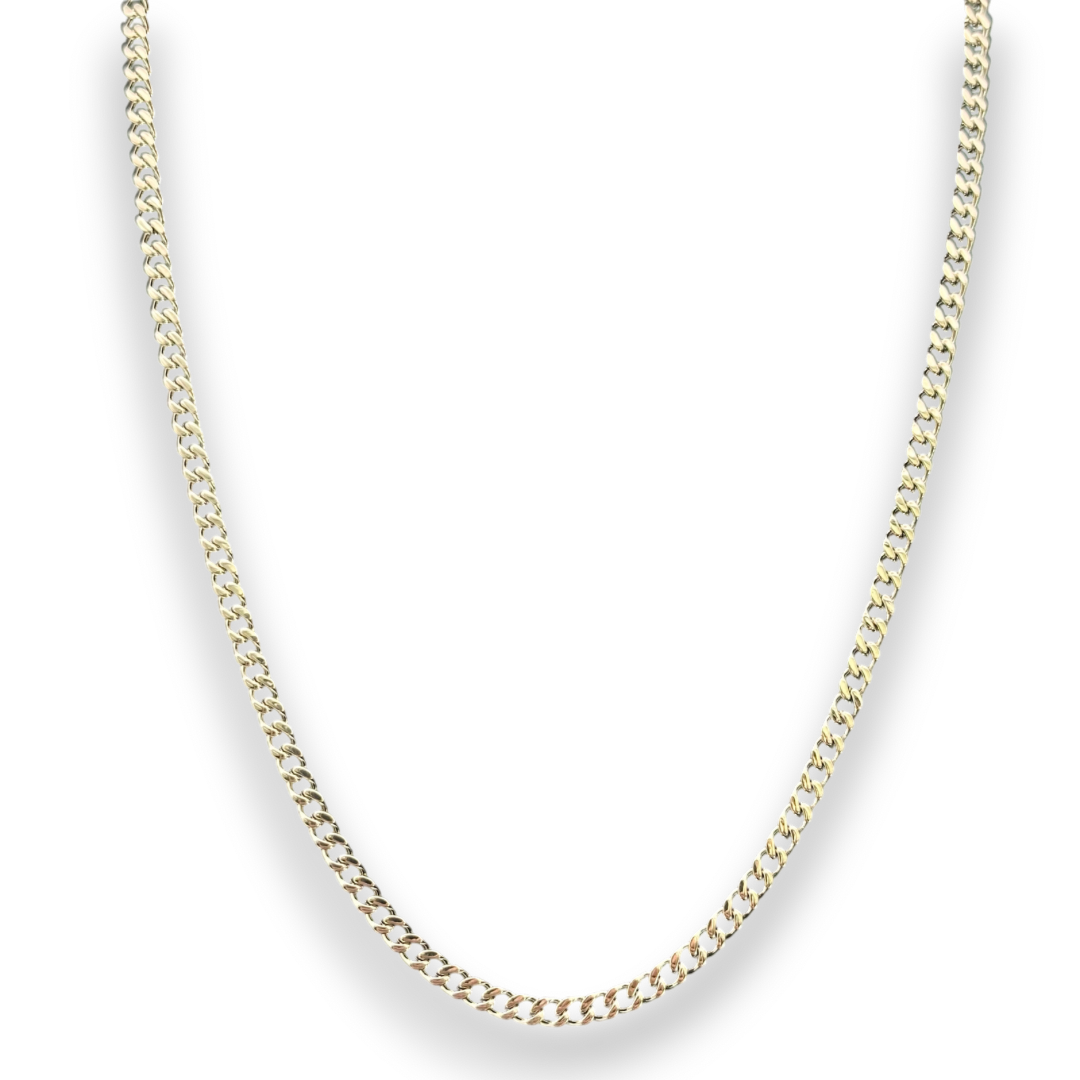 3mm Cuban Chain in White Gold