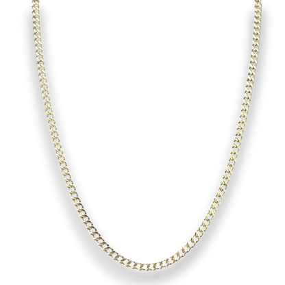 3mm Cuban Chain in White Gold