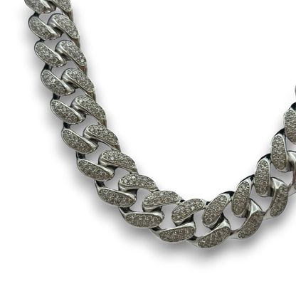 19mm ICED Cuban Chain in White Gold