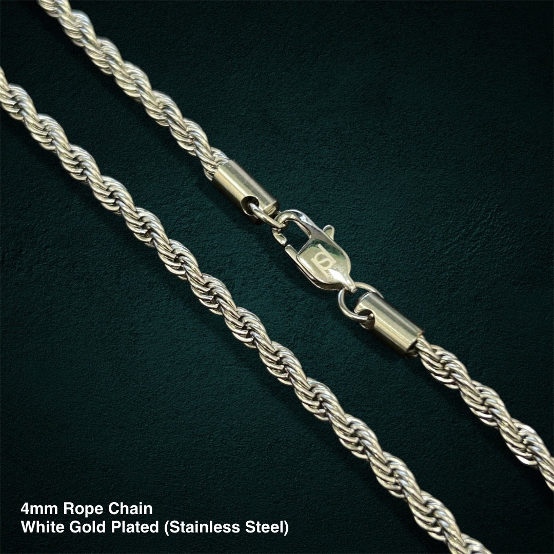 4mm Rope Chain in White Gold