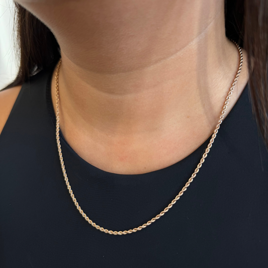 2mm Rope Chain in Rose Gold