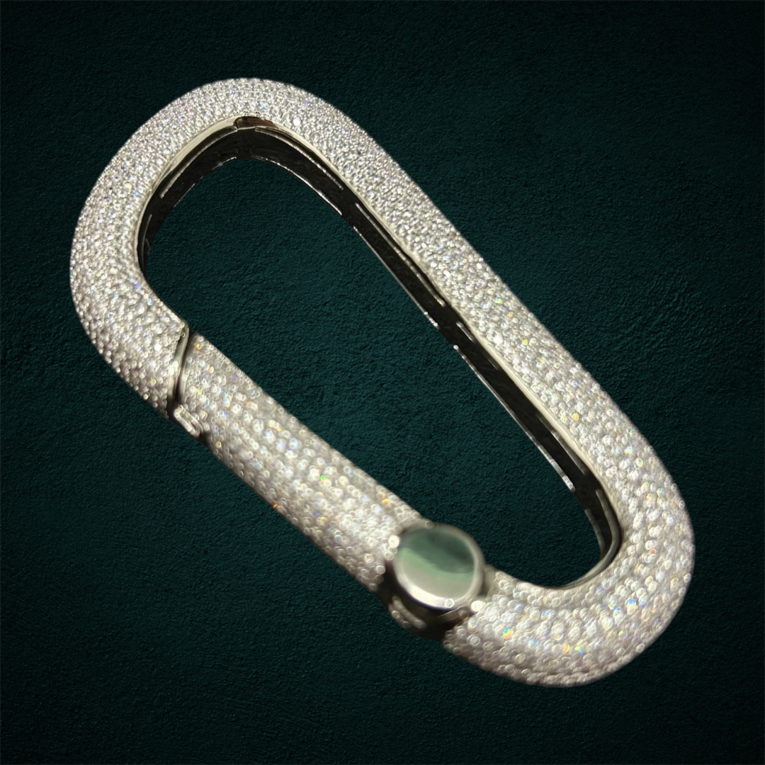 ICED Carabiner Keychain Holder in White Gold