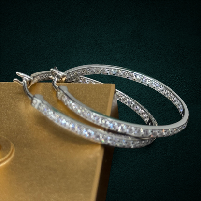 ICED Hoop Earrings in White Gold
