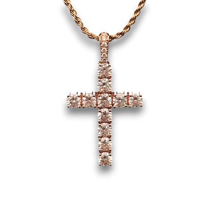 ICED Cross Pendant in Rose Gold