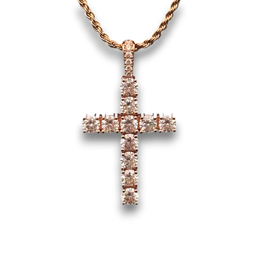 ICED Cross Pendant in Rose Gold