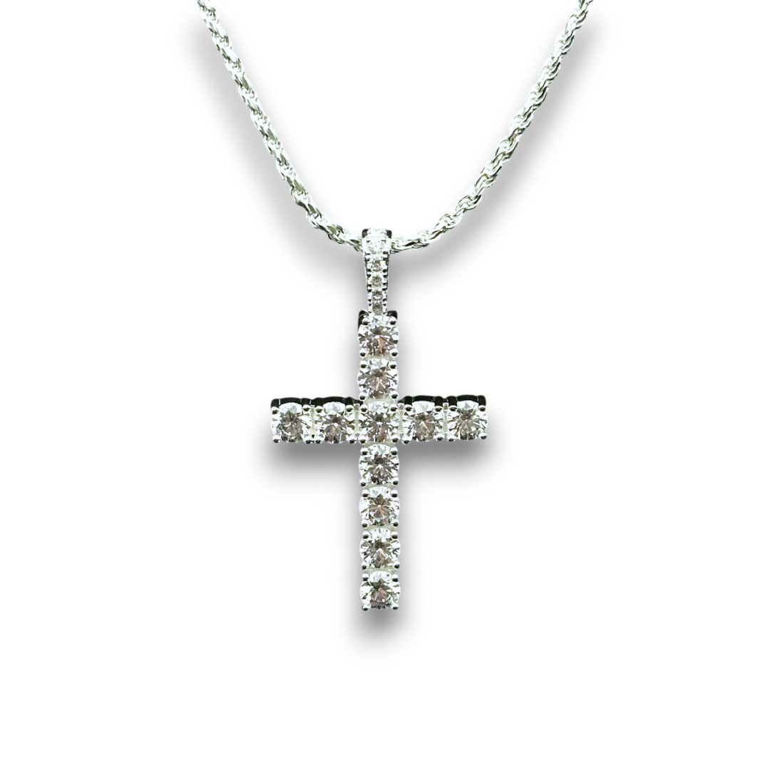 ICED Cross Pendant in White Gold