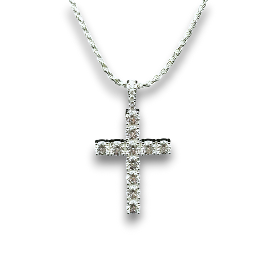 ICED Cross Pendant in White Gold