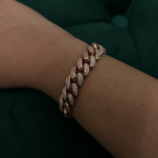12mm ICED Cuban Bracelet in Rose Gold