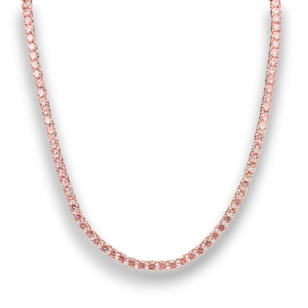 4mm ICED Tennis Chain in Rose Gold | w/ Pink CZ
