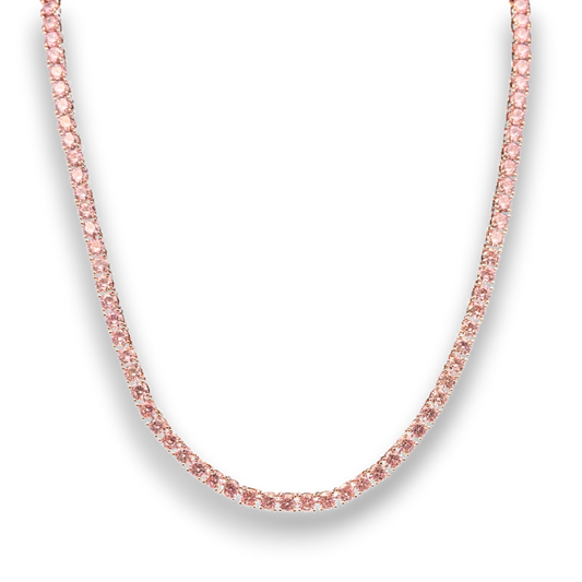4mm ICED Tennis Chain in Rose Gold | w/ Pink CZ