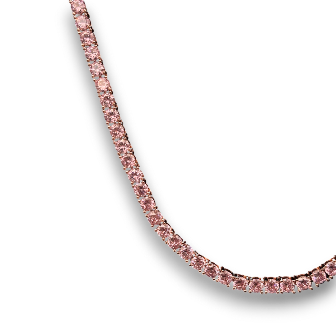 4mm ICED Tennis Chain in Rose Gold | w/ Pink CZ