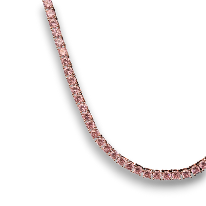 4mm ICED Tennis Chain in Rose Gold | w/ Pink CZ
