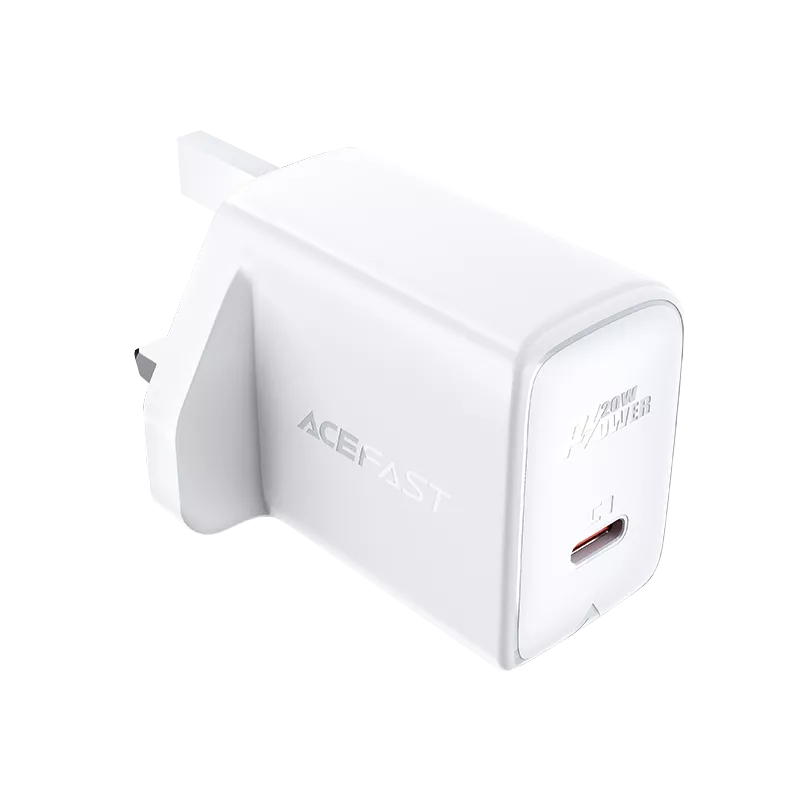 Acefast - 20W USB-C Power Delivery 3-Pin UK Charging Plug - White